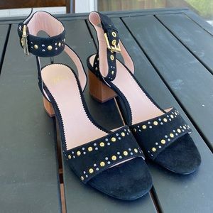 NWT J. crew black studded suede ankle wrap sandals